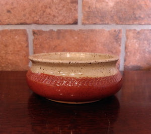 Rust and Beige Speckled Ceramic Cheese Dip Bowl