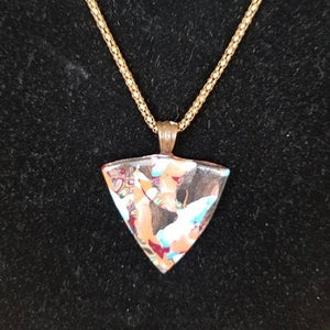 Poly clay triangle pendant necklace with copper chain