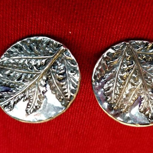 Sterling silver lavender leaf earrings by Gale Schlagel