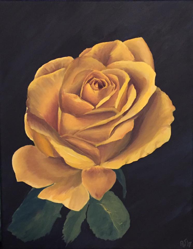 8x10 print of yellow rose painting by Renee Wetzel